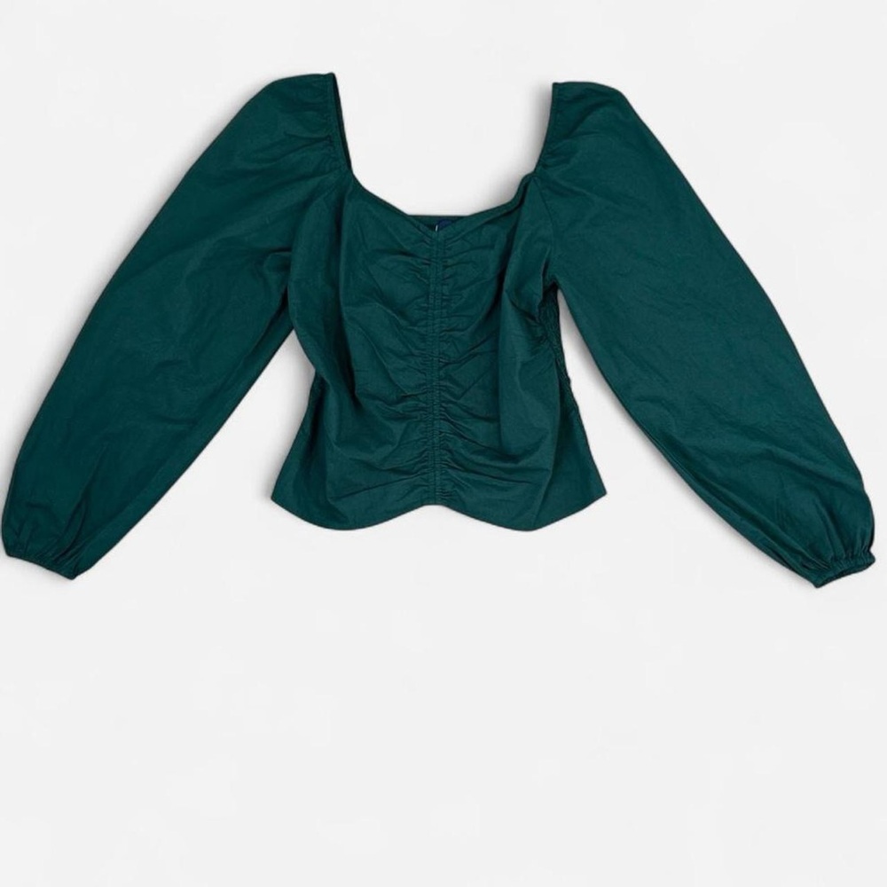 NWT Gap Women’s Top Peplum Size Medium Kelly Green Peasant Spring Fairy